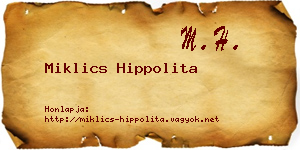 Miklics Hippolita névjegykártya
